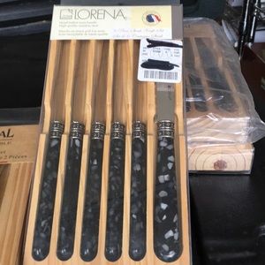 New Lorena Set of 6 Marble Handled Steak Knives